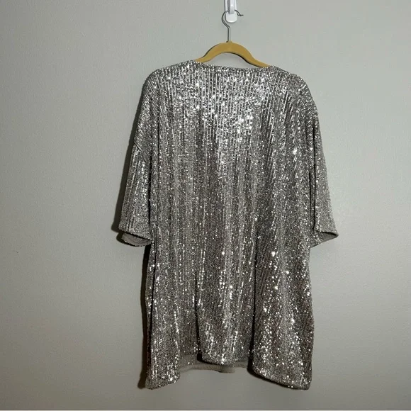 ASOS Curve Silver Sequin Blouse - Picture 2 of 4